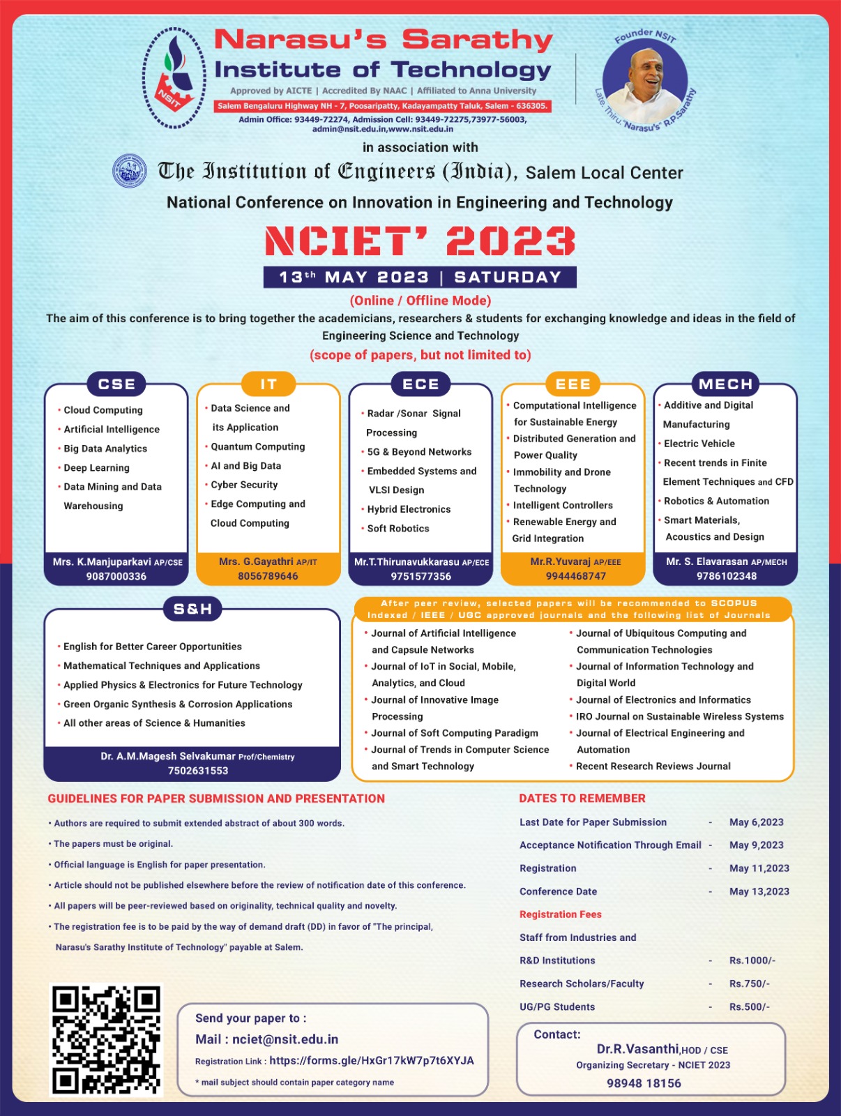  National Conference on Innnovation in Engineering and Technology NCIET'23